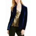  INC Velvet Blazer One Button Lapels Slim Fit Casual Business Work Jacket, Teal, Medium