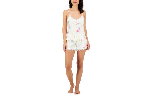  Lace-Trim Pajama Set, Mixed Tiedye, X-Large