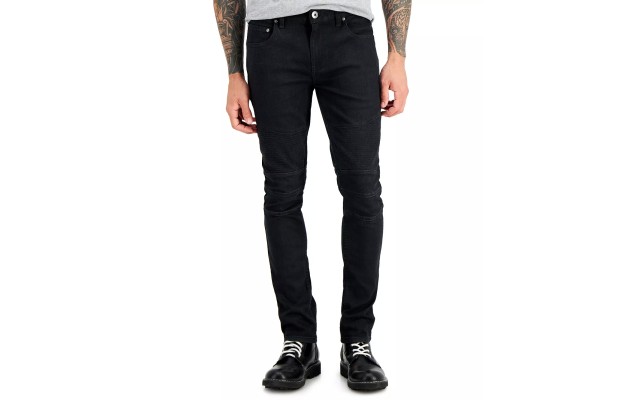  Men's Black Coated Skinny-Fit Jeans, Black Wash, 30