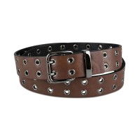 Inc International Concepts Men’s Double-Prong Buckle Grommet Belt, Brown, S (30-32)