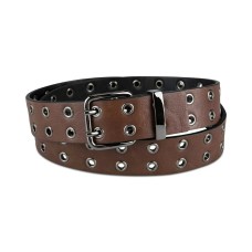 Inc International Concepts Men’s Double-Prong Buckle Grommet Belt, Brown, S (30-32)