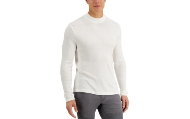 s Men’s Liam Mock-Neck Turtleneck Shirt,  White, Medium