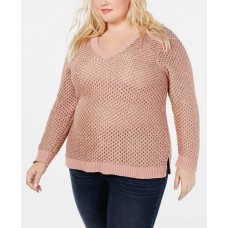 INC International Concepts Plus Size Pointelle Pullover Sweater (Pastek Pİnk,2X)
