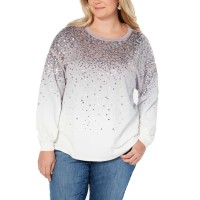 INC International Concepts Plus Size Sequined Dip-Dye Sweatshirt (Purple, 3X Plus)