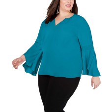 INC International Concepts Plus Size Woman’s Bell-Sleeve Blouse Tops
