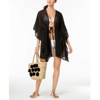 INC International Concepts Sheer Jacquard Tassel Cover-Ups, Black