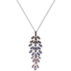 INC International Concepts Silver-Tone Marquise-Crystal Pendant Necklace (Purple)