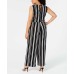  Sleeveless Striped Jumpsuit (Blk/Wht, 1X)