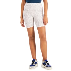 INC International Concepts Snakeskin-Print Bike Shorts Size 3X-Large Light Grey
