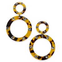 INC International Concepts Tortoise-Look Resin & Crystal Circle Drop Earrings
