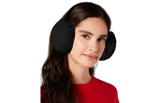  Velvet & Faux-Fur Earmuffs, Black