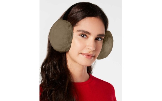  Velvet & Faux-Fur Earmuffs, Light Brown