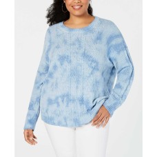 INC International Concepts Woman’s Chunky Cable-Knit Sweater (Navy, 1X)