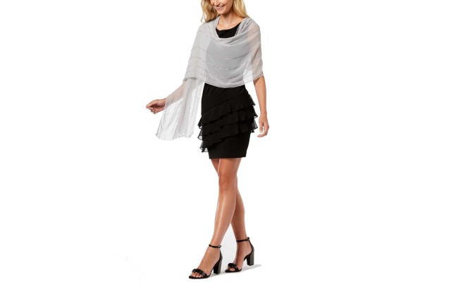  Women’s Beaded Lines Evening Wraps, Gray