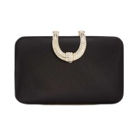 INC International Concepts Women’s Danyele Satin Clutches Handbags, Black/Gold