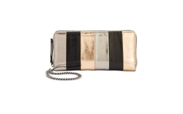  Women’s Farahh Zip-Around Wristlet Wallets, Pewter Stripe