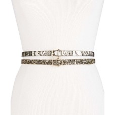 INC International Concepts Women’s Glitter & Lace 2-for-1 Skinny Reversible Belts