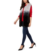 INC International Concepts Women’s Ombré Faux-Fur Vests, Black, Small/Medium