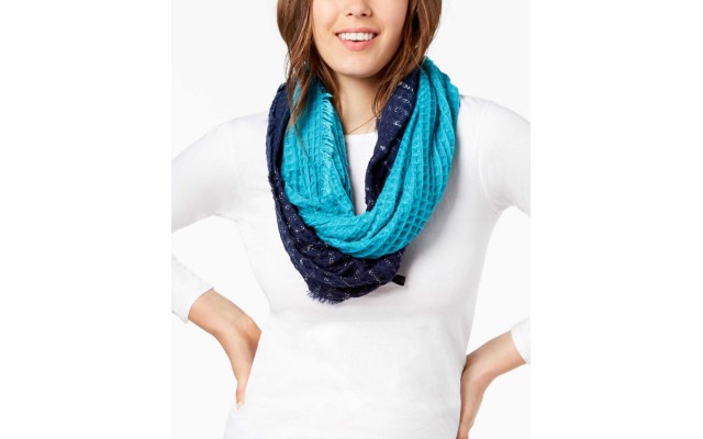  Women’s Ombre Waffle Loop Scarves, Navy
