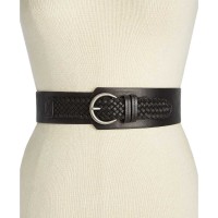 INC International Concepts Women’s Asymmetrical Woven Stretch Belt, Black, Small/Medium