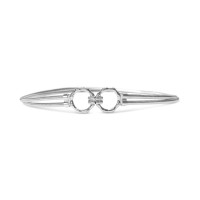 INC International Concepts Women’s Bamboo Double Circle Cobra Stretch Belt, Silver, Medium/Large