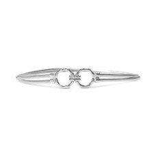 INC International Concepts Women’s Bamboo Double Circle Cobra Stretch Belt, Silver, Medium/Large