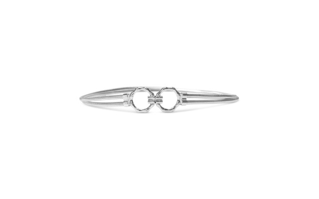  Women’s Bamboo Double Circle Cobra Stretch Belt, Silver, Medium/Large