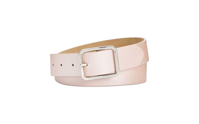  Women's Casual Solid Belt, Blush/Silver, Medium