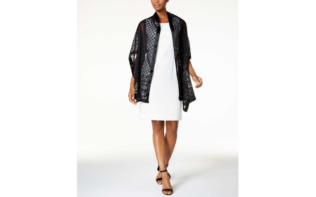  Women’s Chain Link Burnout Wrap (Black, One Size)