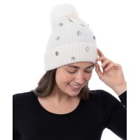 INC International Concepts Women’s Embellished Beanie, Ivory
