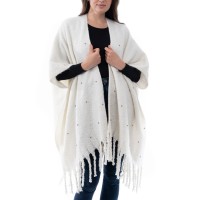 INC International Concepts Women’s Embellished Wrap Sweater, Ivory