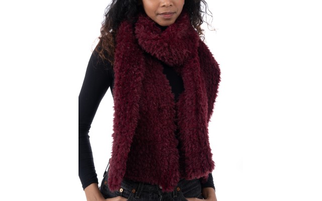  Women’s Faux-Fur Scarf, Wine