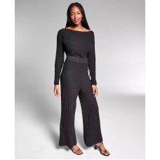 Inc International Concepts Womens Jeannie Mai Bonet Wide-Leg Knit Pants, Black, X-Large