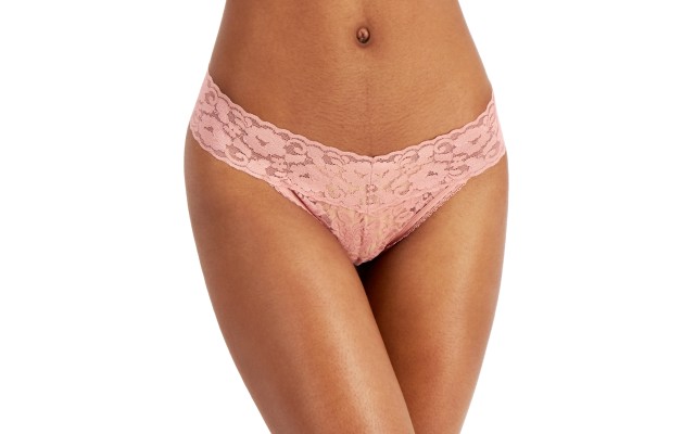  Womens Lace Thong Panties Underwear, Ash Rose, XX-Large
