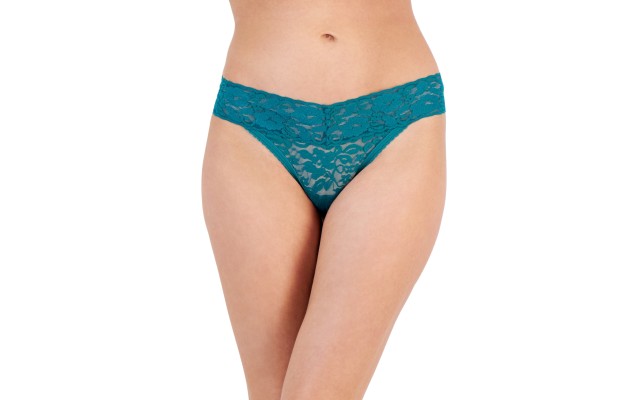 Womens Lace Thong Underwear Lingerie, Teal, XXL