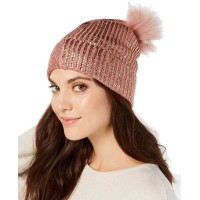 INC International Concepts Women's Liquid Shine Beanie Hats, Blush, One Size