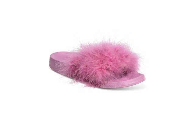  Women’s Marabou Pool Slides, Mountain Lavender, Large