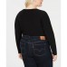  Women’s Plus Size Surplice Long-Sleeve Bodysuit Top Black 2X