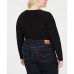  Women’s Plus Size Surplice Long-Sleeve Bodysuit Top Black 3X