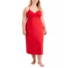 Inc International Concepts Womens Plus Size Lace Chemise Nightgown, Red, 2X