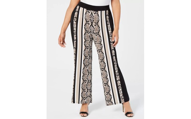  Womens Plus Size Snake-Embossed Soft Pants, Snake Stripe, 0X