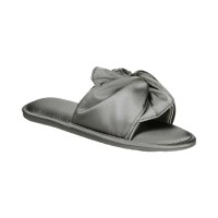 INC International Concepts Women’s Satin Knotted Slide Slippers, Dark Gray, X-Large