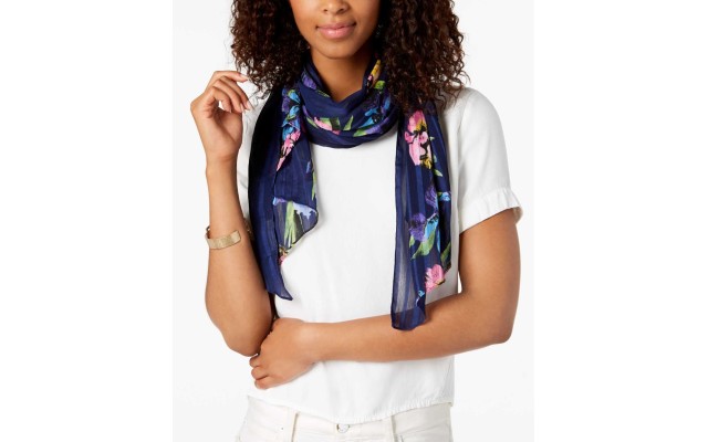  Womne’s Iris Bias Scarves, White/Purple