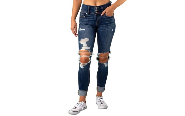 Indigo Rein Above Ankle Mid Rise Narrow Leg Jeans