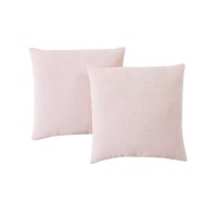 Infinity Home 2pk 18″ Square Faux Linen Decorative Pillows, Pink