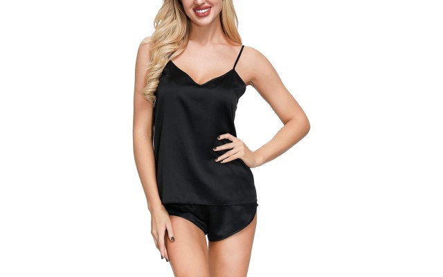 INK+IVY Women’s Cami Short Sets, Black, 2X-Large