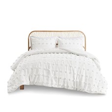 Intelligent Designs Vera 3-Pcs Ivory Full/Queen Polyester Clip Jacquard Comforter Set
