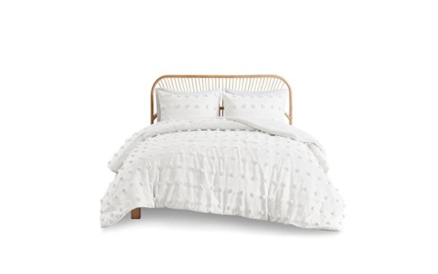 s Vera 3-Pcs Ivory Full/Queen Polyester Clip Jacquard Comforter Set