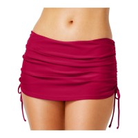 Island Escape Women’s Ruched Swim Skirt Swimsuits, Red, 14
