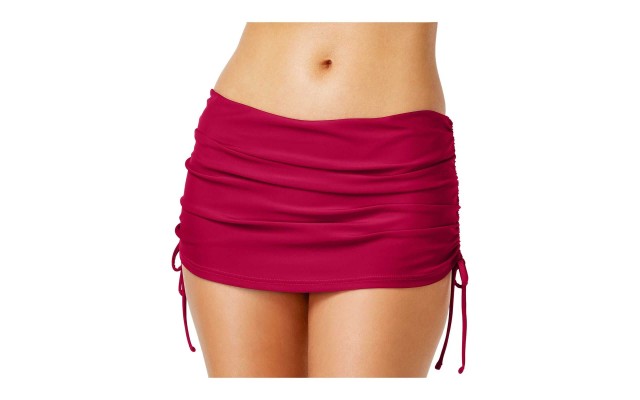  Women’s Ruched Swim Skirt Swimsuits, Red, 14